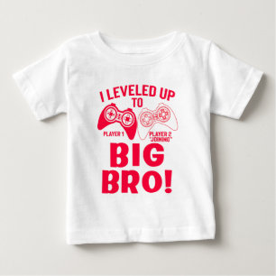 CAMISETA PARA BEBÊ "EU SUBI DE NÍVEL PARA GRANDE IRMÃO!