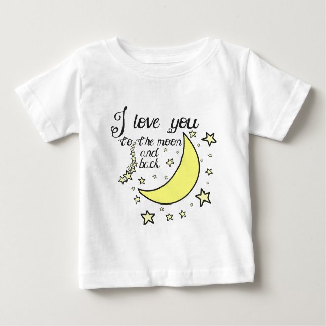 Camiseta Para Bebê Eu te amo à lua e à parte traseira (Frente)