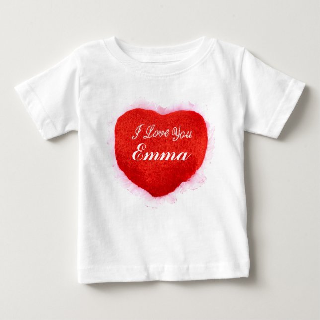 Camiseta Para Bebê Eu Te Amo Emma Heart (Frente)