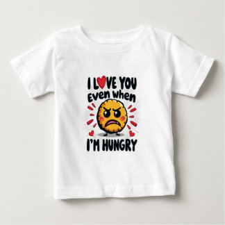 Camiseta Para Bebê Eu te amo mesmo quando estou com fome