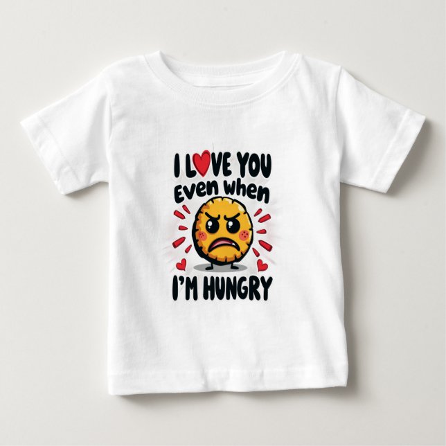 Camiseta Para Bebê Eu te amo mesmo quando estou com fome (Frente)