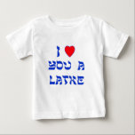 Camiseta Para Bebê Eu te amo um Latke<br><div class="desc">Grande presente de Chanukah para dizer a alguém quanto você os ama com um jogo em palavras com Latke!</div>