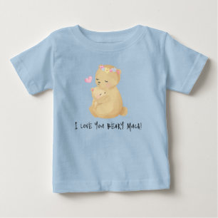 Camiseta Para Bebê Eu te amo, ursos abraçando T-Shirt