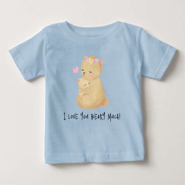 Camiseta Para Bebê Eu te amo, ursos abraçando T-Shirt (Frente)