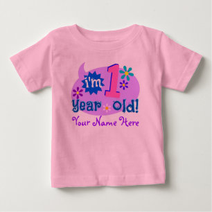 Camiseta Para Bebê Eu tenho 1 ano velho! (Personalize com nome da