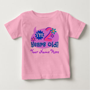 Camiseta Para Bebê Eu tenho 2 anos velho! (Personalize com nome da