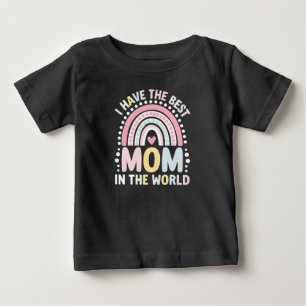 Camiseta Para Bebê Eu Tenho A Melhor Mãe Do Mundo Boho Arco-Íris