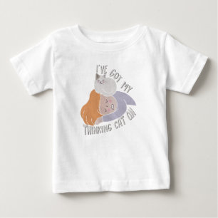 Camiseta Para Bebê Eu Tenho Meu Gato Pensativo