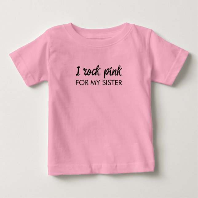 Camiseta Para Bebê Eu Uso Rosa | Citação de Apoio ao Câncer com Nome  (Frente)
