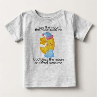 Camiseta Para Bebê Eu Vejo A Lua Bebê Da Noite