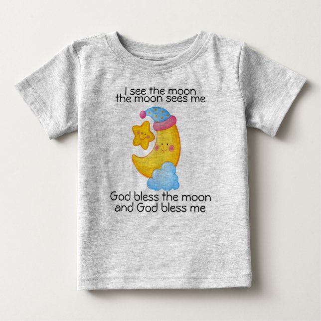 Camiseta Para Bebê Eu Vejo A Lua Bebê Da Noite (Frente)
