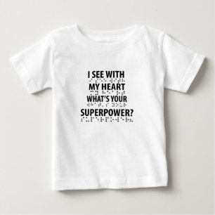Camiseta Para Bebê Eu Vejo Com Meu Coração - Cegueira Braille