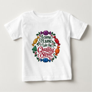 Camiseta Para Bebê Eu Vim, Eu Vi, Eu Comi o Quality Street de Natal