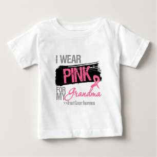 Camiseta Para Bebê Eu visto a fita cor-de-rosa para meu cancro da