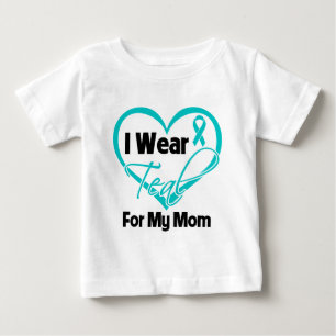Camiseta Para Bebê Eu Visto Fita De Coração Teal Para A Minha Mãe