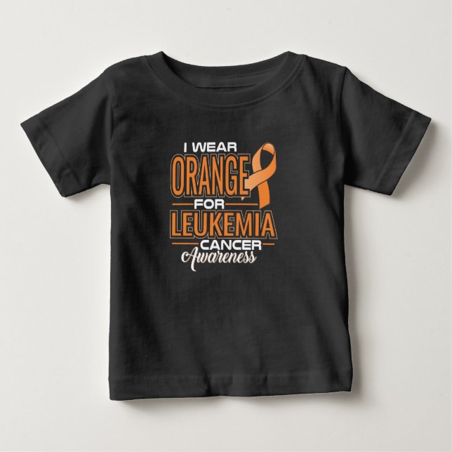 Camiseta Para Bebê Eu Visto Laranja Para A Consciência Do Cancer Da L (Frente)