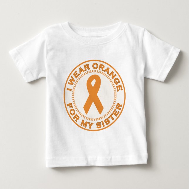 Camiseta Para Bebê Eu Visto Laranja Para Minha Irmã (Frente)
