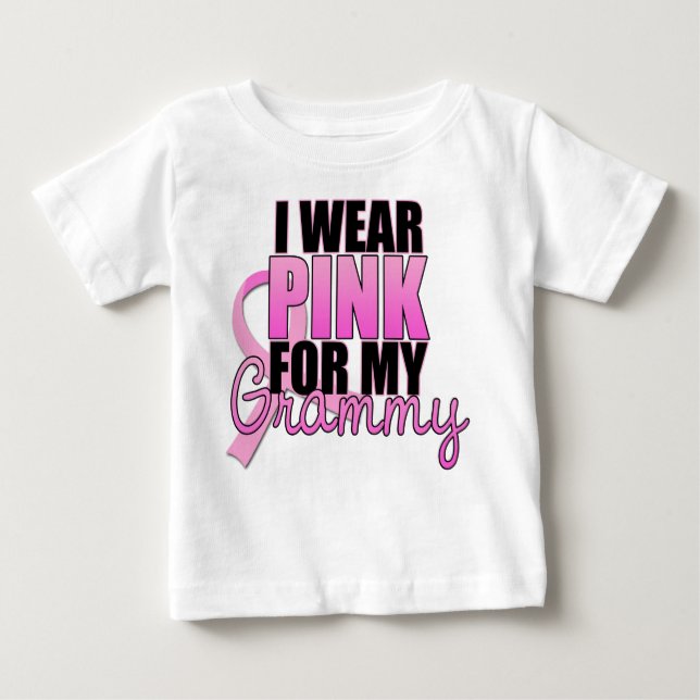 Camiseta Para Bebê Eu visto o rosa para meu Grammy - cancro da mama (Frente)
