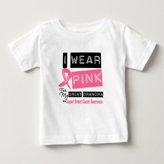 Camiseta Para Bebê Eu visto o rosa para meu grande cancro da mama da (Frente)