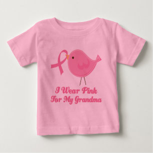 Camiseta Para Bebê Eu visto o rosa para minha avó