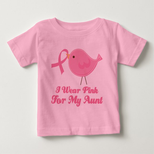 Camiseta Para Bebê Eu visto o rosa para minha tia (Frente)