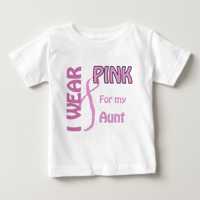 Camiseta Para Bebê Eu visto o rosa para minha tia (Frente)