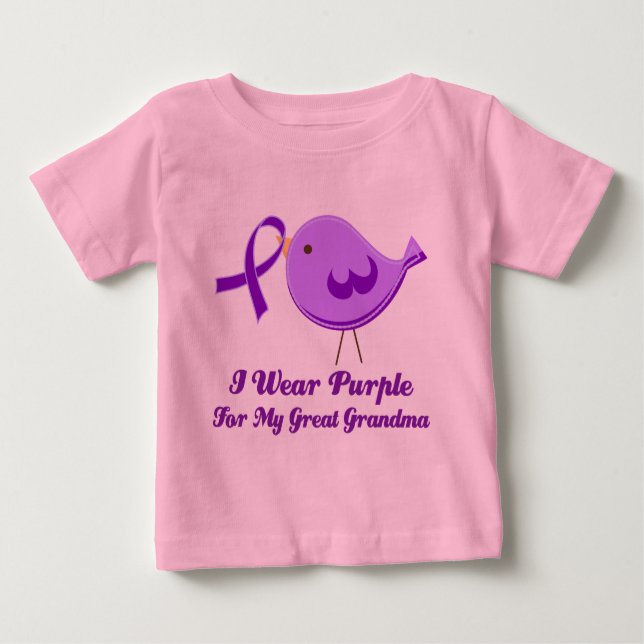Camiseta Para Bebê Eu visto o roxo para meu excelente - avó (Frente)