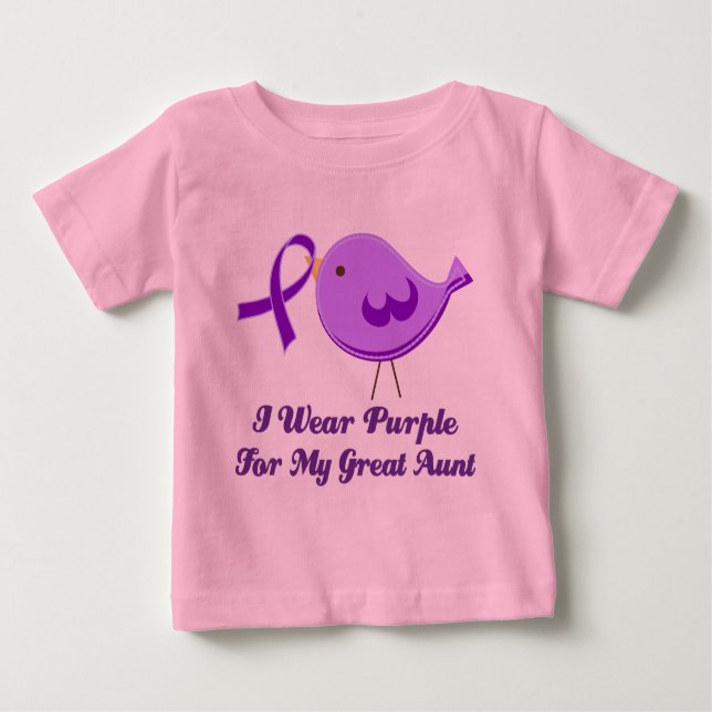 Camiseta Para Bebê Eu visto o roxo para minha grande tia (Frente)