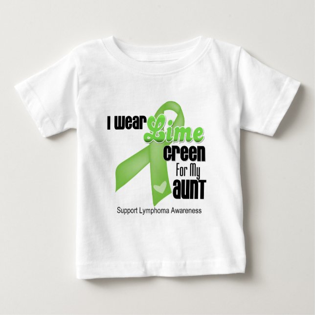 Camiseta Para Bebê Eu visto o verde limão para minha tia - linfoma (Frente)