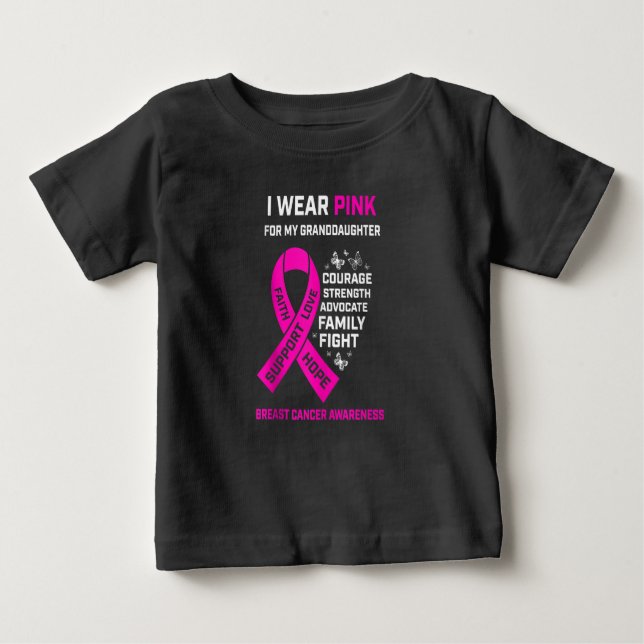 Camiseta Para Bebê Eu Visto Rosa Para Minha Avó Mamãe (Frente)