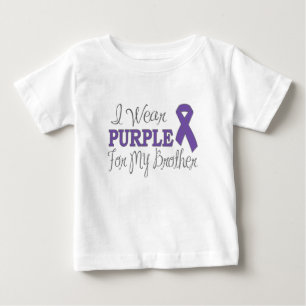 Camiseta Para Bebê Eu Visto Roxo Para Meu Irmão (Fita Roxa)