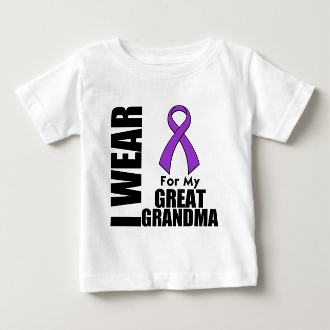 Camiseta Para Bebê Eu visto uma fita roxa para minha Excelente-Avó (Frente)