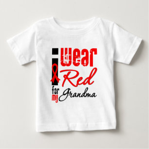 Camiseta Para Bebê Eu visto uma fita vermelha para minha avó