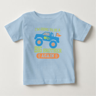 Camiseta Para Bebê Eu vou ser um grande irmão de novo caminhonete mon