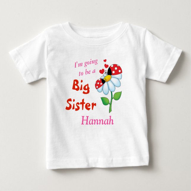 Camiseta Para Bebê Eu vou ser uma Grande Irmã Menino Flor (Frente)