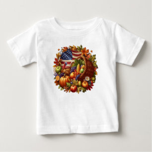 Camiseta Para Bebê EUA/Americano/Terra de peru de Ação de Graças
