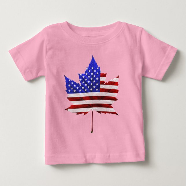 Camiseta Para Bebê EUA Canadá T-Shirts Canadá Crianças dos EUA Shirts (Frente)
