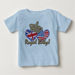Camiseta Para Bebê EUA e bebê real dos corações BRITÂNICOS da