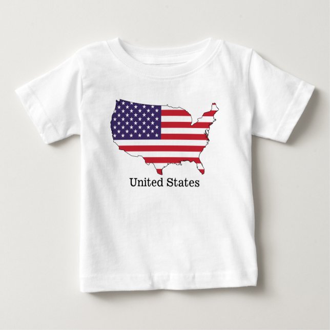 Camiseta Para Bebê EUA Flag e Map Souvenir Design (Frente)