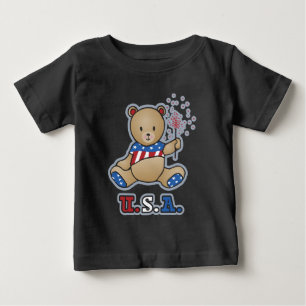 Camiseta Para Bebê EUA Teddy Bear Criança & Toddler T-shirts