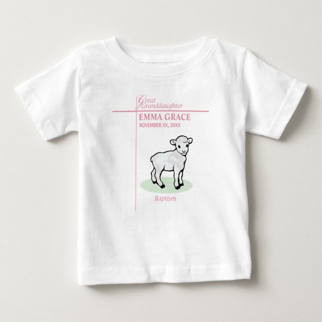 Camiseta Para Bebê Excelente Avô Baptism Garota Rosa (Frente)