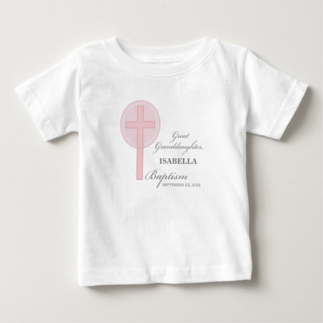 Camiseta Para Bebê Excelente Batismo Avô Lace Rosa Personalizado (Frente)