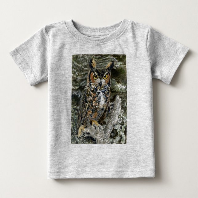 Camiseta Para Bebê Excelente Coruja com Coroa Morena Longa (Frente)