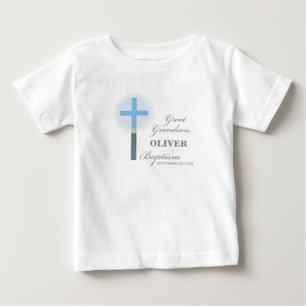 Camiseta Para Bebê Excelente Neto Baptism Blue Lace Personalizado