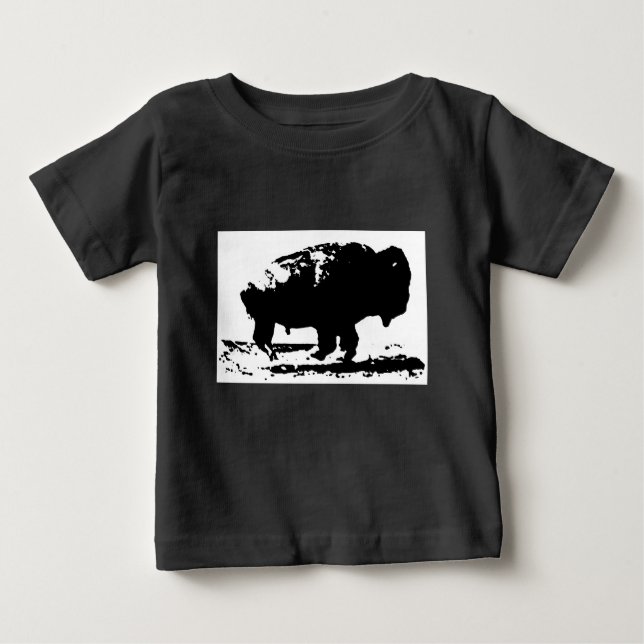 Camiseta Para Bebê Executando Buffalo Bison Pop Art (Frente)