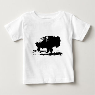 Camiseta Para Bebê Executando Buffalo Bison Pop Art