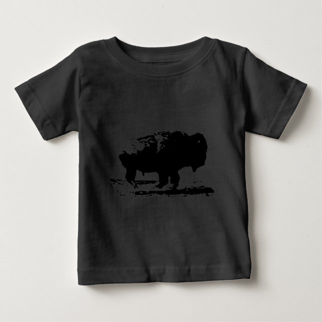 Camiseta Para Bebê Executando Buffalo Bison Pop Art (Frente)