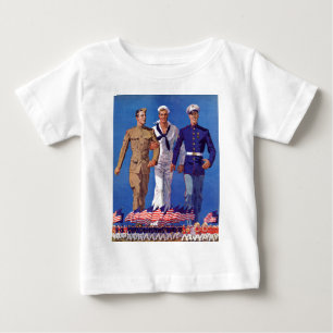 Camiseta Para Bebê Exército, marinho & fuzileiros navais