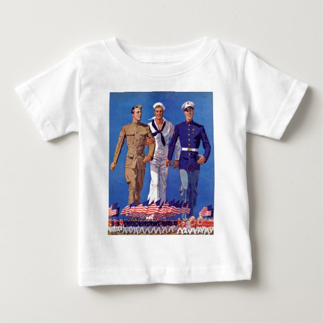 Camiseta Para Bebê Exército, marinho & fuzileiros navais (Frente)