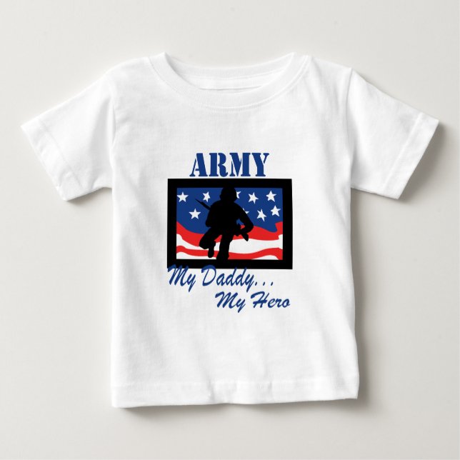 Camiseta Para Bebê Exército meu pai meu herói (Frente)